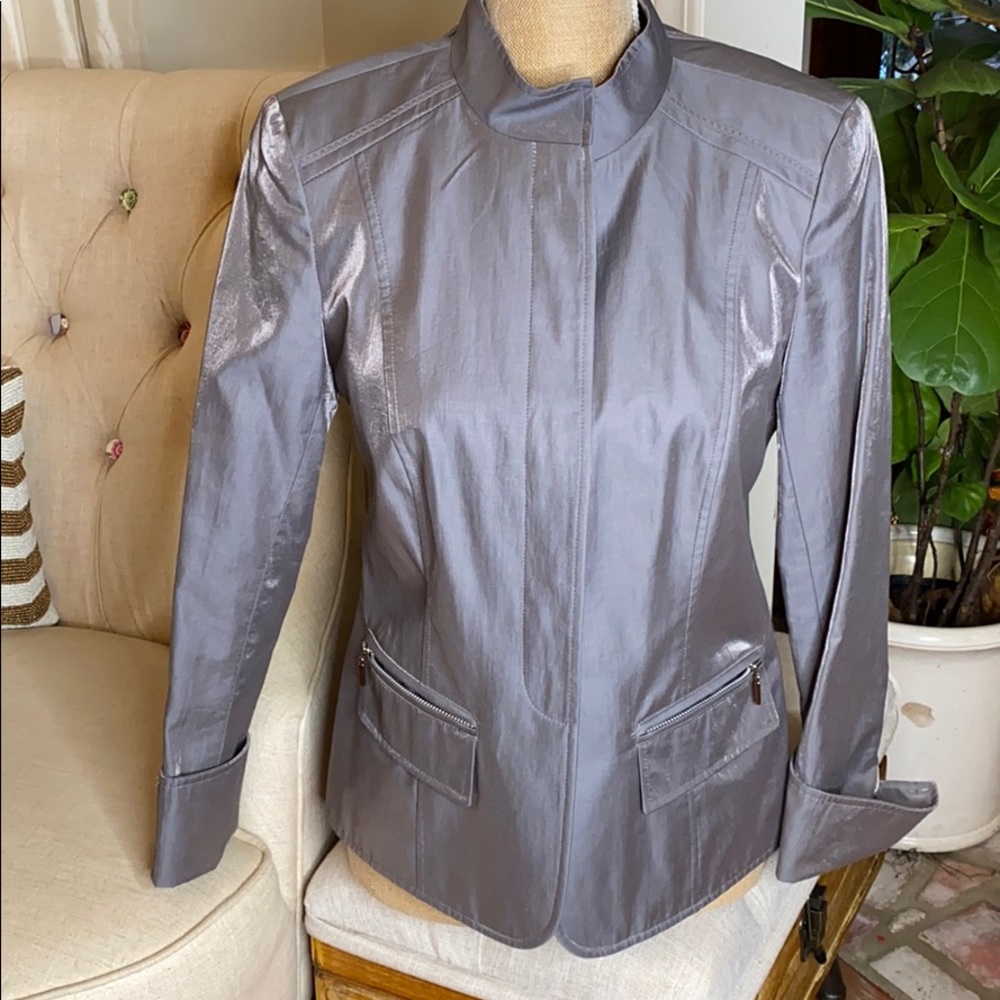 Lafayette 148 New York Metallic Pewter Jacket